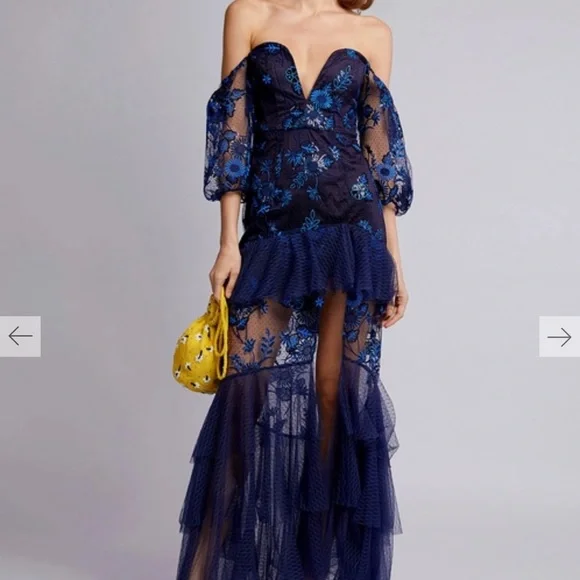 Alice Mccall Dresses | Brand New Alice Mccall Off The Shoulder Evening Gown. Size Us 4 Au 8 | Color: Blue | Size: 4 | Roopali6's Closet